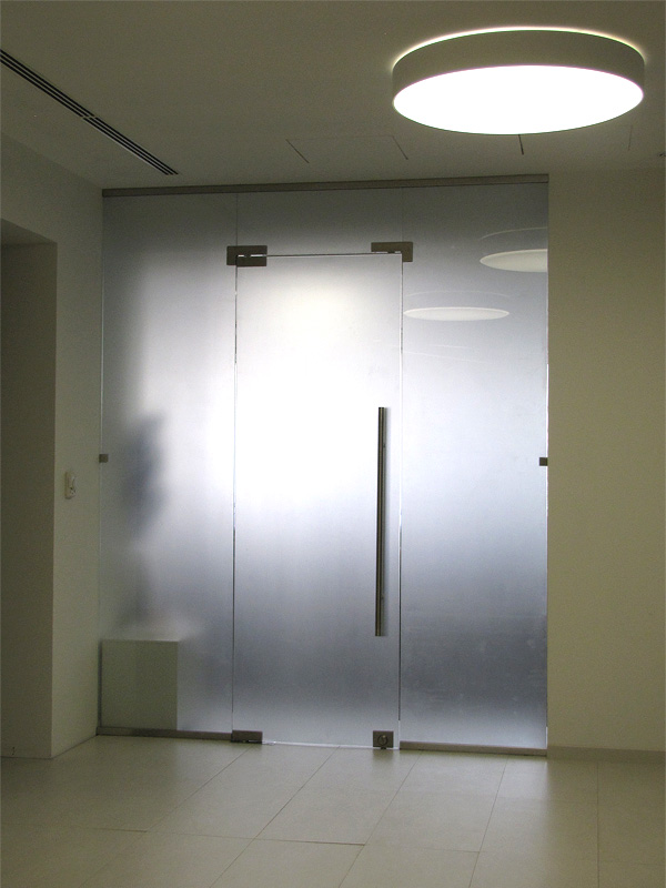 Пример маятниковой двери из стекла №1